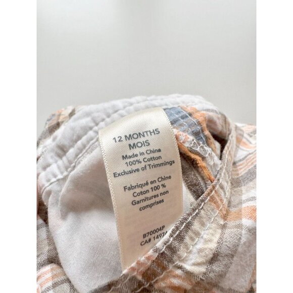 Lot of 2 Unisex Baby Size 12 Month Overalls - LEVI'S Denim & OSHKOSH Plaid - Picture 12 of 13